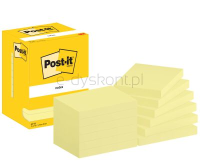 Karteczki Samoprzylepne Post-It (657), 102X76Mm, 12X100 Kart., Żółte