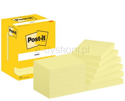 Karteczki Samoprzylepne Post-It (657), 102X76Mm, 12X100 Kart., Żółte