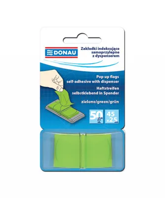 Donau Zakładki Indeksujące Pp, 25X45Mm, 1X50 Kart., Zielone