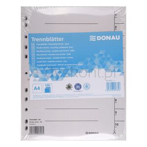 Donau Przekładka karton A4, 235x300mm, 1-10, 1 karta, szara