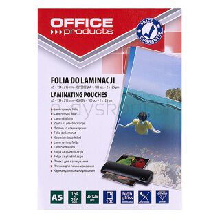 Office Products Folia Do Laminowania, A5, 2x125mikr., błyszcząca, 100szt., transparentna
