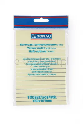 Donau Bloczek Samoprzylepny 101X150Mm, W Linię, 1X100 Kart., 75Gsm, Żółty 