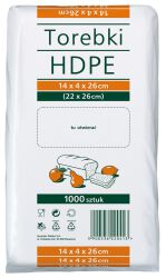 Torebki spożywcze HDPE, 14x4x26cm, 1000 szt., transparentne