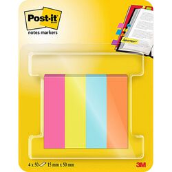 Znaczniki Post-It (670-4POP-EU), papier, 12,7x44,4mm, 4x50 kart., mix kolorów neon