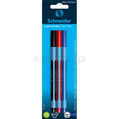 Schneider Długopis Slider Edge, Xb 1,4Mm, 3 Szt., Blister, Mix Kolorów
