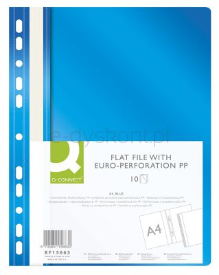 Q-Connect Skoroszyt, PP, A4, standard, 120/170mikr., wpinany, niebieski [BIURO]