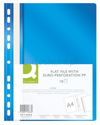 Q-Connect Skoroszyt, PP, A4, standard, 120/170mikr., wpinany, niebieski
