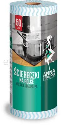 Ściereczki na rolce Anna Zaradna, 50 szt., niebieska fala
