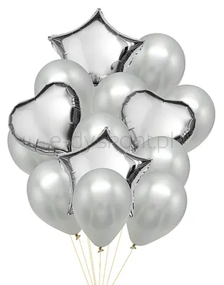 Zestaw balonów Part Go, 25-45cm, 14 szt., srebrne
