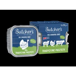 Butcher's Original Tradycyjne pasztety, Karma dla psa, mix smaków z warzywami, pasztety 4x150 g
