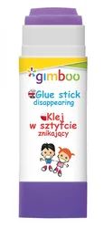 Klej w sztyfcie GIMBOO, PVP, trójkątny, znikający, 15g, 1 szt., pakowany w displayu, fioletowy