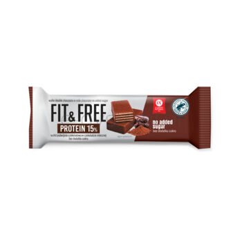 Wafel Fit&Free Protein 15% podwójnie czekoladowy w czekoladzie mlecznej bez dodatku cukrów 40 g