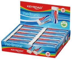 Keyroad Gumka Uniwersalna Tec-Eraser, 59x21x12mm, pakowane na displayu, biała
