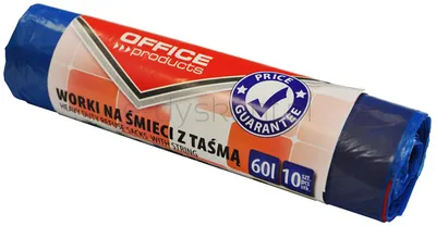 Office Products Worki na śmieci z taśmą premium (LDHD), 60L, 10szt., niebieskie
