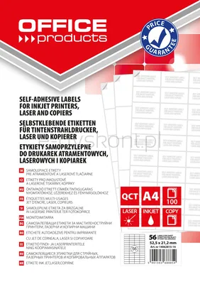 Office Product Etykiety 52,5x21,2mm, białe, 100 ark. 