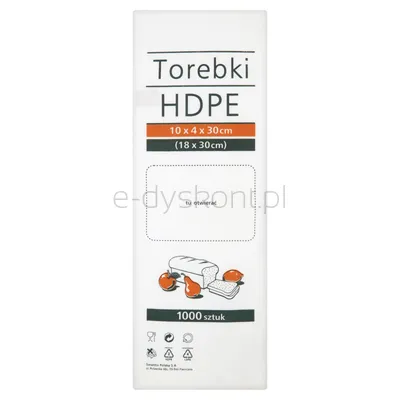 Torebki spożywcze HDPE, 10x4x30cm, 1000 szt., transparentne