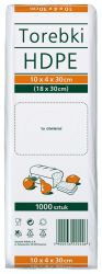 Torebki spożywcze HDPE, 10x4x30cm, 1000 szt., transparentne