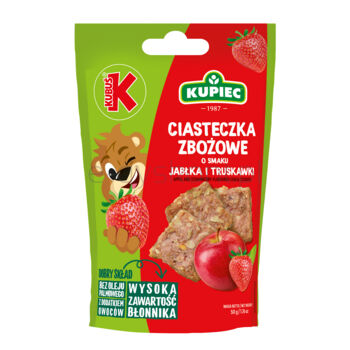 Kupiec & Kubuś Ciasteczka zbożowe o smaku jabłka- truskawki 50g