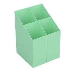 Ico Przybornik Na Biurko Kwadratowy, Plastikowy, 4 Komory, Pastelowy Zielony