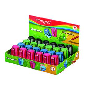 Keyroad Temperówka plastikowa Cup-Sharpy, pojedyncza, z pojemnikiem, pudełko, mix kolorów