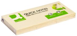 Q-Connect Bloczek Samoprzylepny 100% Recycled, 38X51Mm, 3X100 Kart., Żółty 