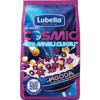 Lubella płatki cosmic o smaku jagodowo śmietankowym z dodatkiem popcornu 350g