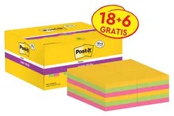 Karteczki Samoprzylepne Post-It® Super Sticky (622-P24Sscol), 47,6X47,6Mm, 18+6X90 Kart., Mix Kolorów, Gratis