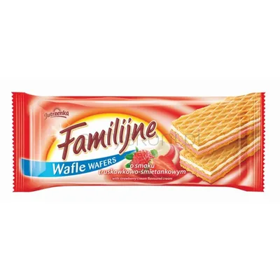Familijne Wafle Truskawkowo-Śmietankowe 180 G
