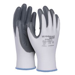 Donau Rękawice Safety Nitrile 01, Kat. Ii, Rozm. 9, Szare