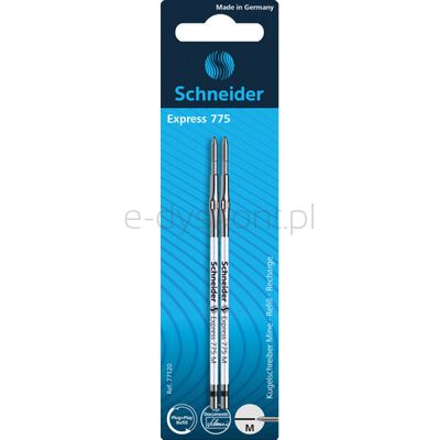 Schneider Wkład do długopisu 775, M, 2szt., blister, czarny