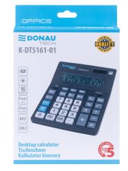 Donau Kalkulator Biurowy Tech Office, 16-Cyfr. Wyświetlacz, Wym. 201X155X35Mm, Czarny 