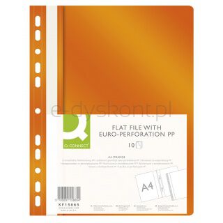 Q-Connect Skoroszyt, PP, A4, standard, 120/170mikr., wpinany, pomarańczowy