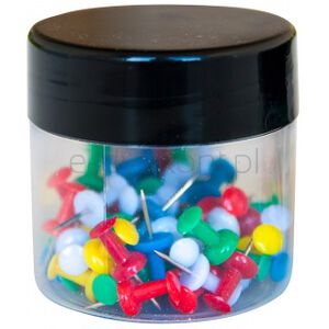 Pinezki beczułki Q-Connect, w plastikowym słoiku, 60szt., mix kolorów