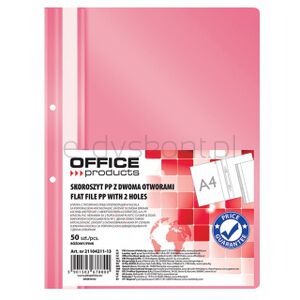 Office Products Skoroszyt, PP, A4, 2 otwory, 100/170mikr., wpinany, różowy