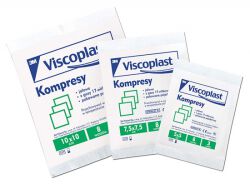 Jałowe kompresy gazowe Viscoplast, bawełniane, 17-nitkowe, 8 warstw 5x5cm, 3szt.