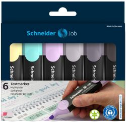 Schneider Zestaw Zakreślaczy Job Pastel Grey, 1-5 Mm, 6 Szt., Pudełko Z Zawieszką, Mix Kolorów