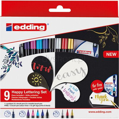 Edding Pisak Z Końcówką Pędzelkową E-1340 9 Szt., Mix Kolorów