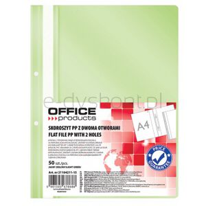 Office Products Skoroszyt, PP, A4, 2 otwory, 100/170mikr., wpinany, jasnozielony