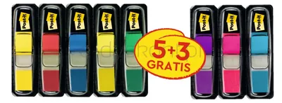 Post-It Zakładki Indeksujące (683), PP, 11,9x43,2mm, 5x35 + 3x35 gratis, mix kolorów