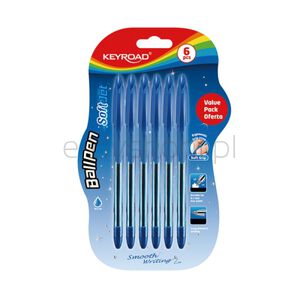 Keyroad Długopis klasyczny  Ball Pen Soft Jet, 0,7 mm, 6 szt., blister, niebieski