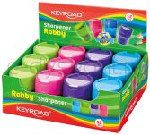 Keyroad Temperówka Robby, aluminiowa, podwójna, z pojemnikiem, pakowane na displayu, mix kolorów - 2