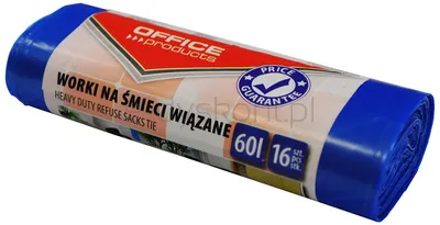 Office Products Worki na śmieci wiązane  premium (LDHD), 60L, 16szt., niebieskie
