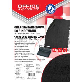 Office Products Okładki do bindowania karton, A4, 250gsm, skóropodobne, 100szt., czarne