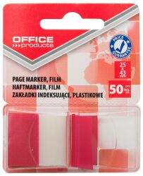 Office Products Zakładki indeksujące papier Pp, 25X43Mm, 1X50 Kart., Blister, Czerwone