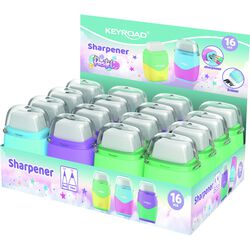 Temperówka plastikowa z gumką KEYROAD, pastel, podwójna, pudełko, mix kolorów