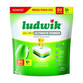 Ludwik Tabletki Do Zmywarek All In 1 Ultimate Power 80 Szt. Lemon