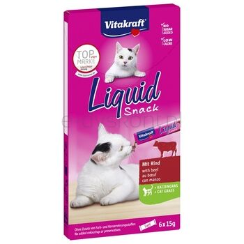 Vitakraft CAT LIQUID SNACK 6x15g wołowina i kocia trawa