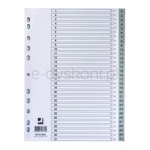 Q-Connect Przekładki PP, A4, 225x297mm, 1-31, 31 kart, szare