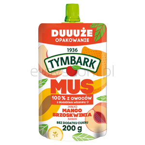 Tymbark Mus 100% Jabłko Mango Brzoskwinia Banan 200 G