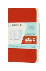 Zestaw 2 zeszytów MOLESKINE Volant, XS, 6,5x10,5cm, w linie, 56 stron, coral orange/aquamarine
